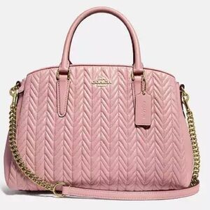 RARE nwot Coach Sage Carryall Quilted pink crossbody satchel bag F73062